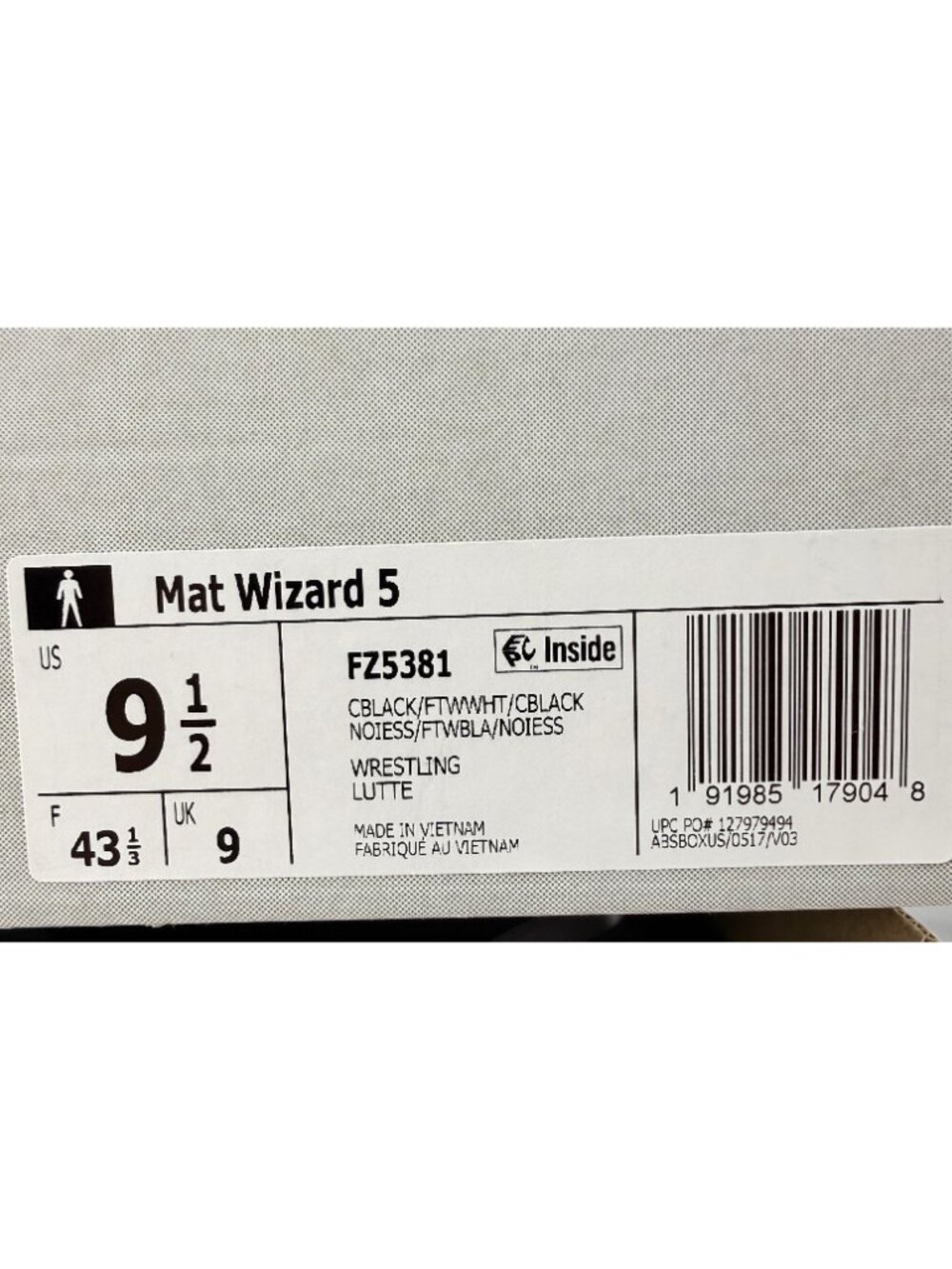 Adidas FZ5381 Mat Wizard 5 Gray White Black Lace-Up Wrestling Shoes Men's US 9.5 - Picture 12 of 13